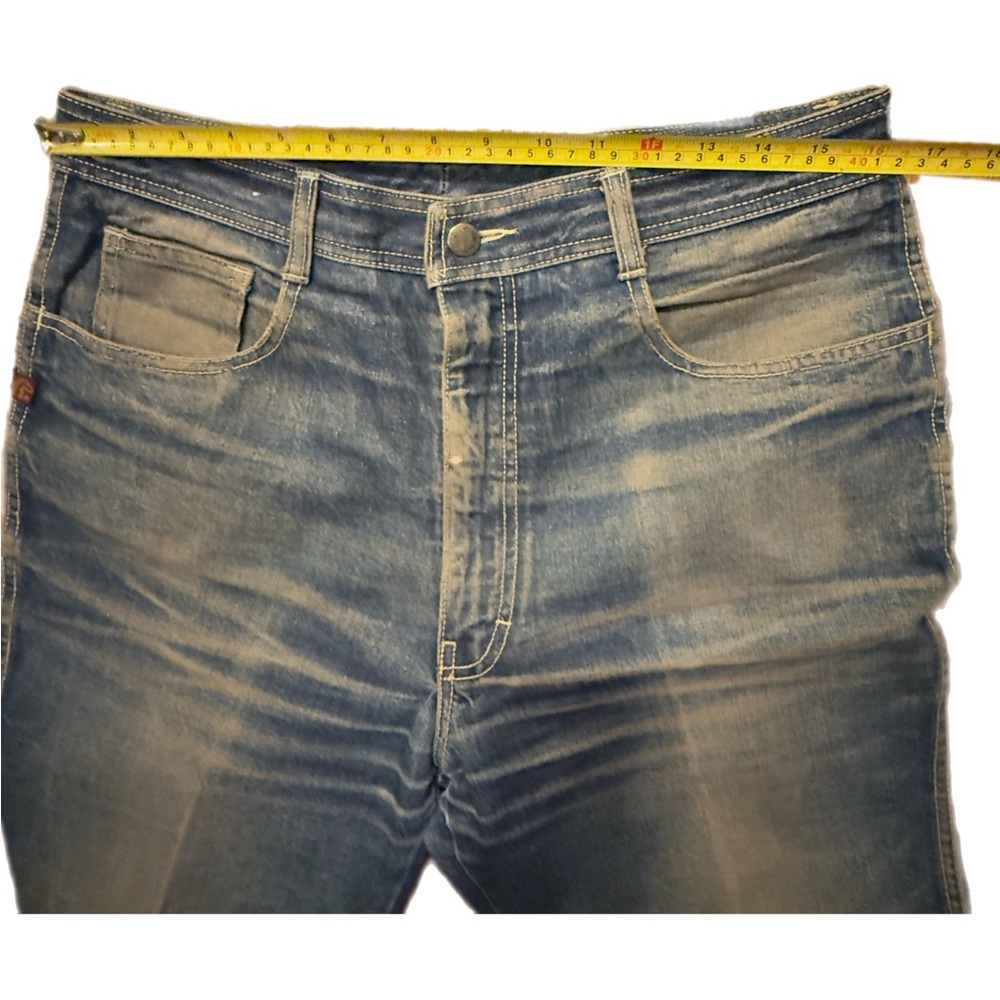 Jordache Y2K Men's Women’s 1980s Worn Blue Bootcut Jeans with Faded Whiskering - Picture 12 of 16